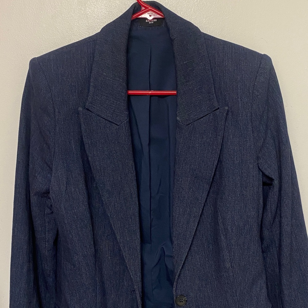 Express Women’s Dark Navy Single-Button Blazer